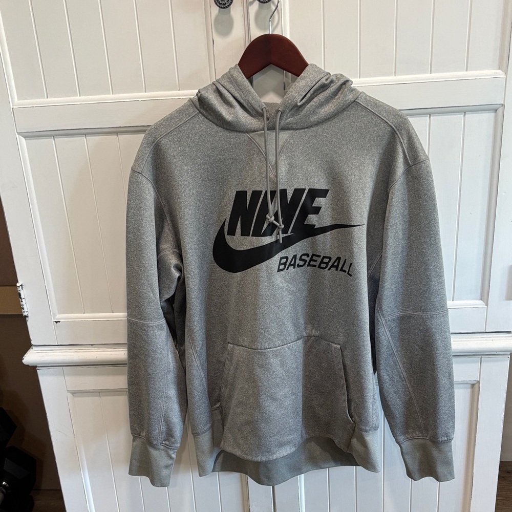 Nike Men's Gray Hoodie with Black Logo